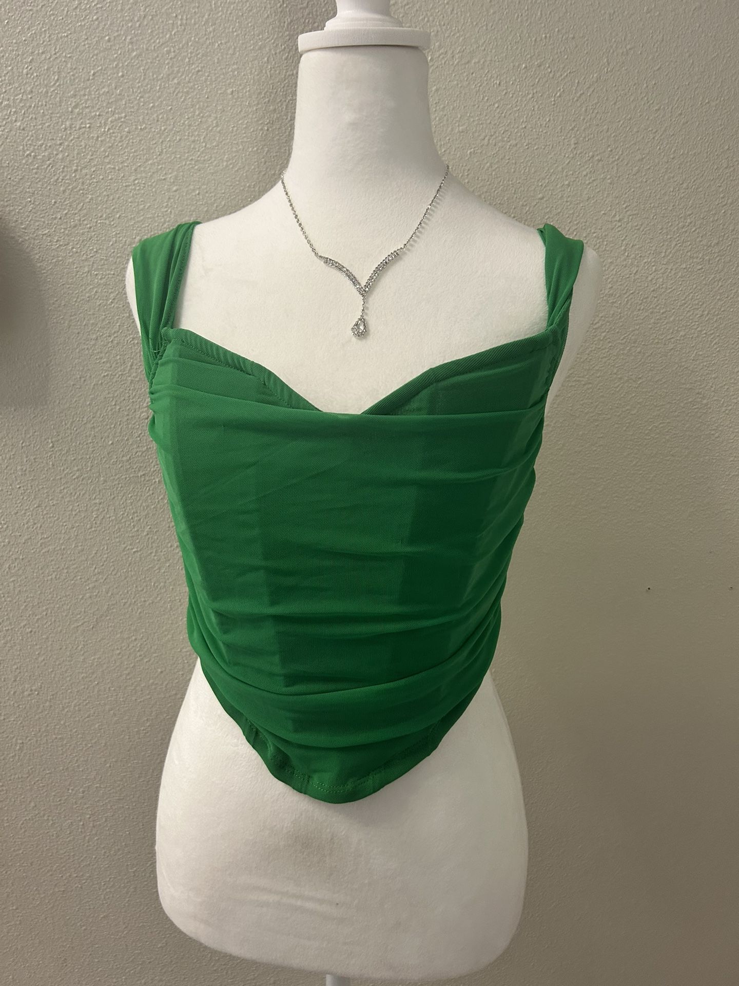 SHEIN MOD Off Shoulder Ruched Mesh Top