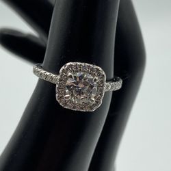 Platinum Diamond Halo Engagement Ring 1.20ct tw