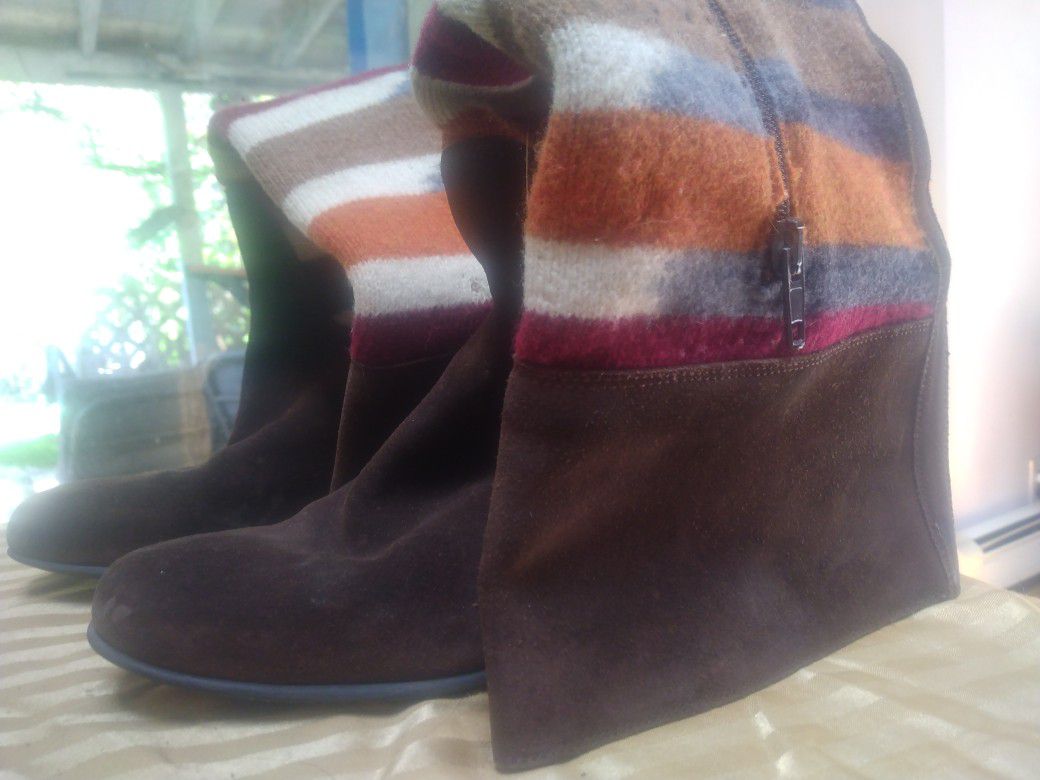 Unique Missoni Boots Suede Mixed Fabric Size 7