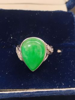 Orianne Jadeite and Diamond Sterling Silver Ring