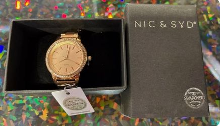 Nic & Syd Swarovski Crystal ROSE color Watch NIB