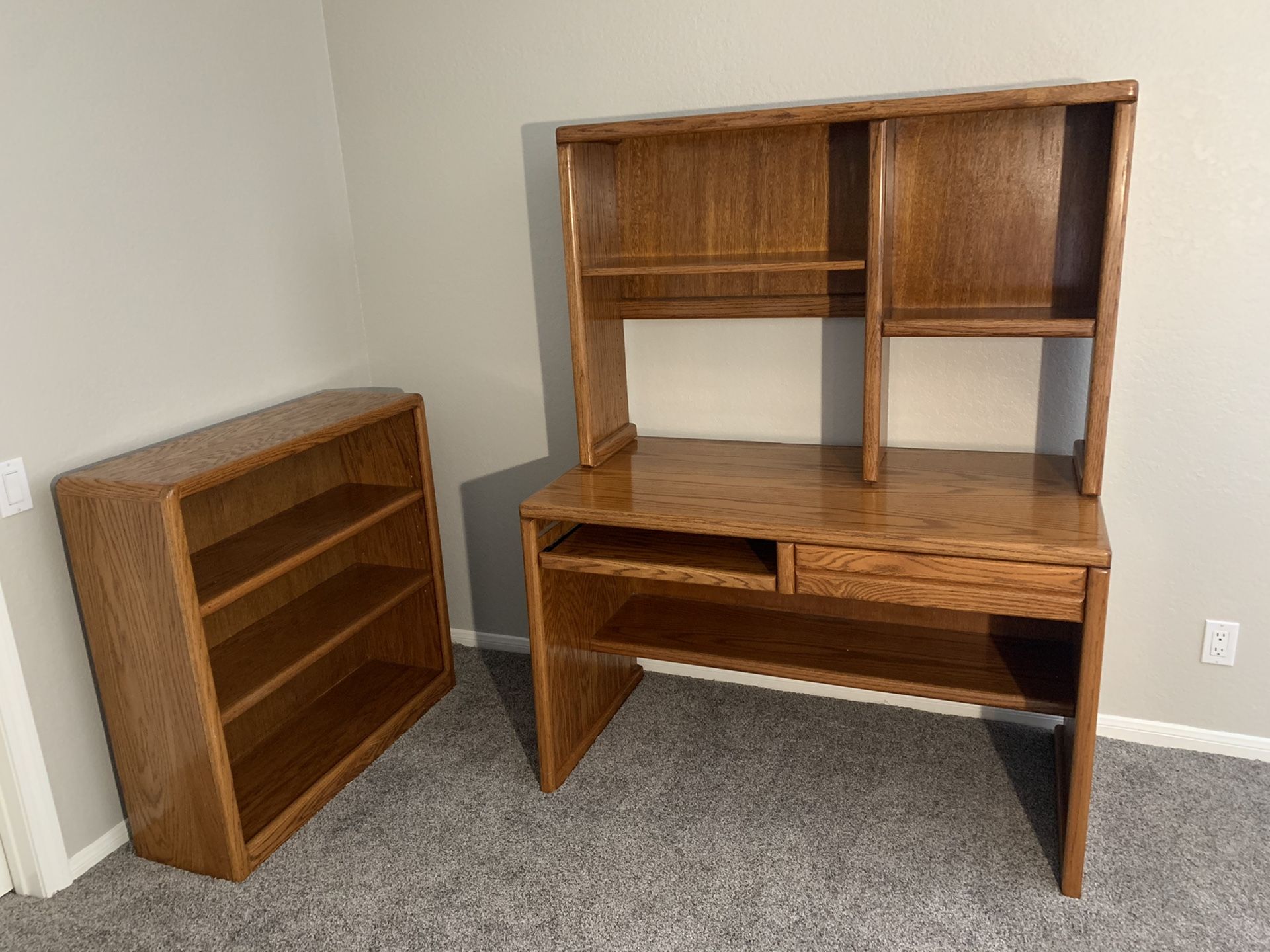 Oak Desk and bookcase set