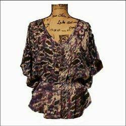 Xhilaration Purple Navy Chiffon Top XL