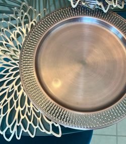 Copper Charger Plates & Gold Floral Placemats Set