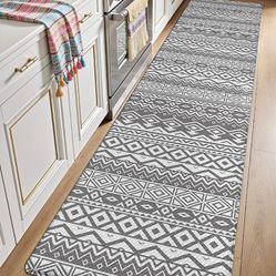 LUMI Anti Fatigue Kitchen Cushioned Mat for Floor, Padded Waterproof Runner for Standing, Stain Resistant Comfort Rugs for Home, Sink, Laundry, 24x87