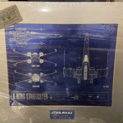 Star Wars X-Wing Starfighter Blueprint with Certificate Of Authenticity