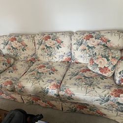 White Flowered Couch 