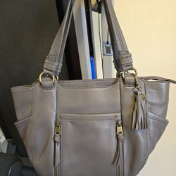 The Sak Leather Shoulder Bag Gray