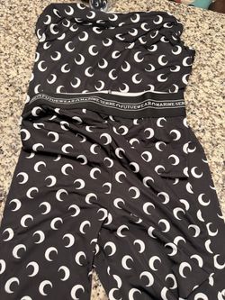 white and black Marine Serre moon print set with white crescent moons