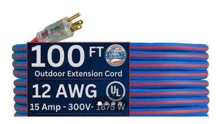 100 FT Outdoor Extension Cord 12 AWG