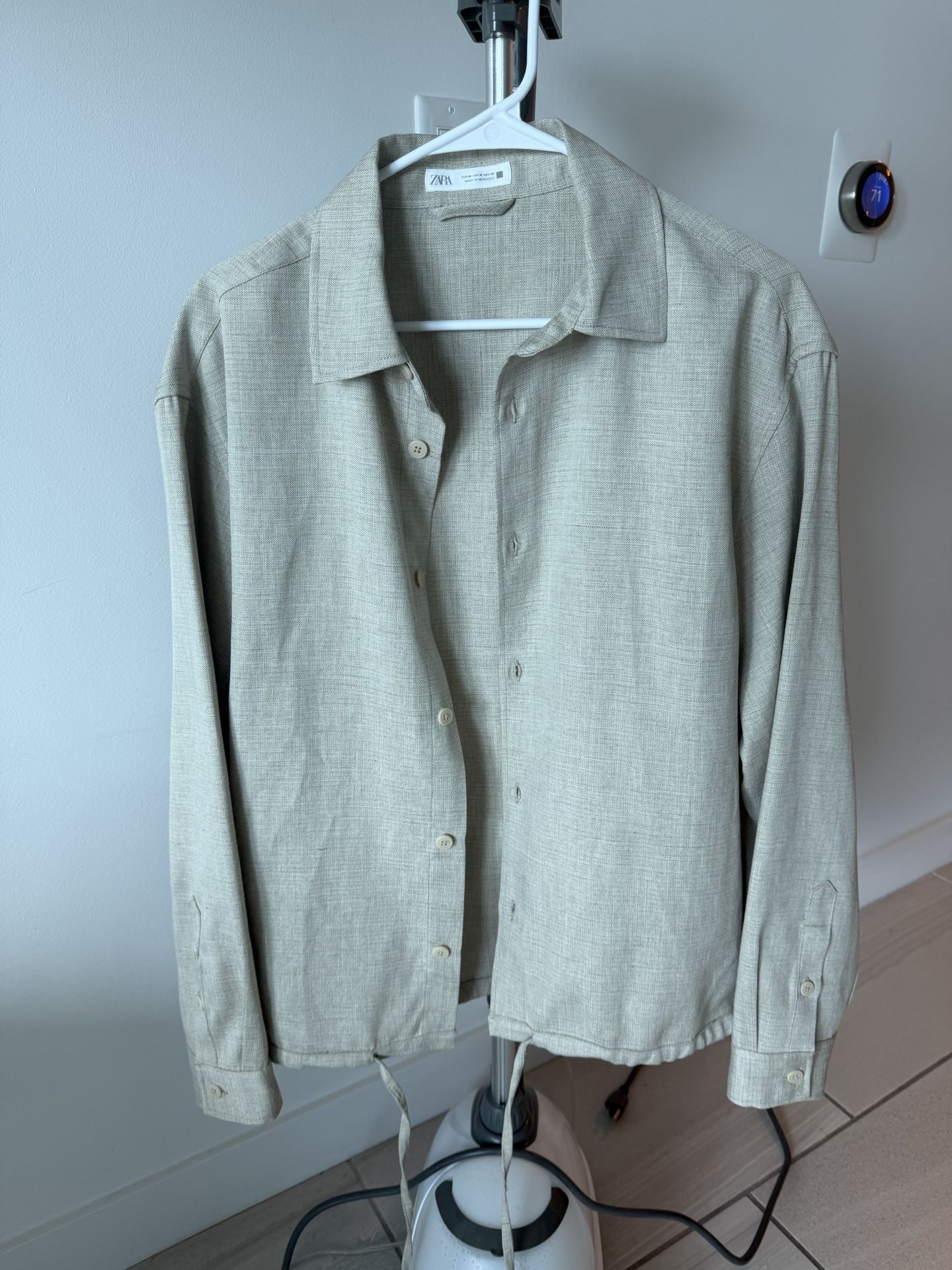 Zara Jacket Shirt Beige Size M