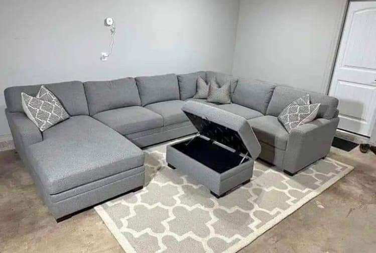 Sectional Couch With Pillows And Ottoman 