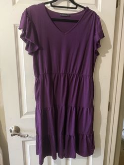 Celkuser Purple Tiered Ruffle Sleeve Dress 16