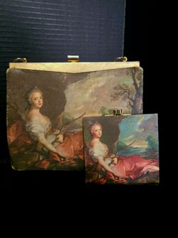 Vintage 1960's Custom Made in Italy Woman's Victorian Clutch Evening Bag&Wallet