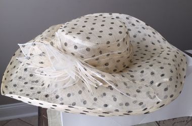 Cream & Black Polka Dot Straw Hat