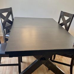 Dining Table Set + 4 Leather Chairs