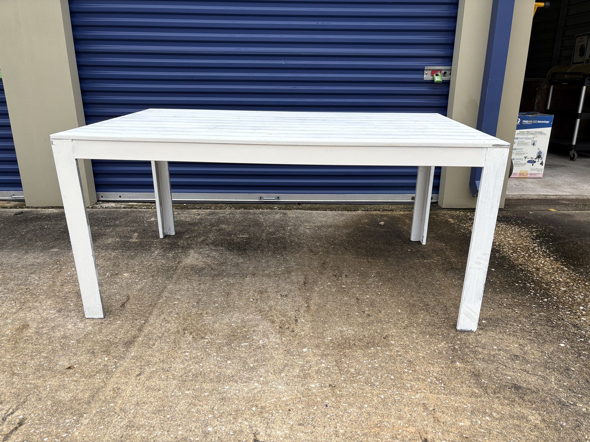 Wood and Metal Table, Partially Painted, Used 39” x 63” x 29-3/4” H