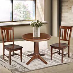 Olivia Espresso 30 in. Round Solid Wood Dining Table
