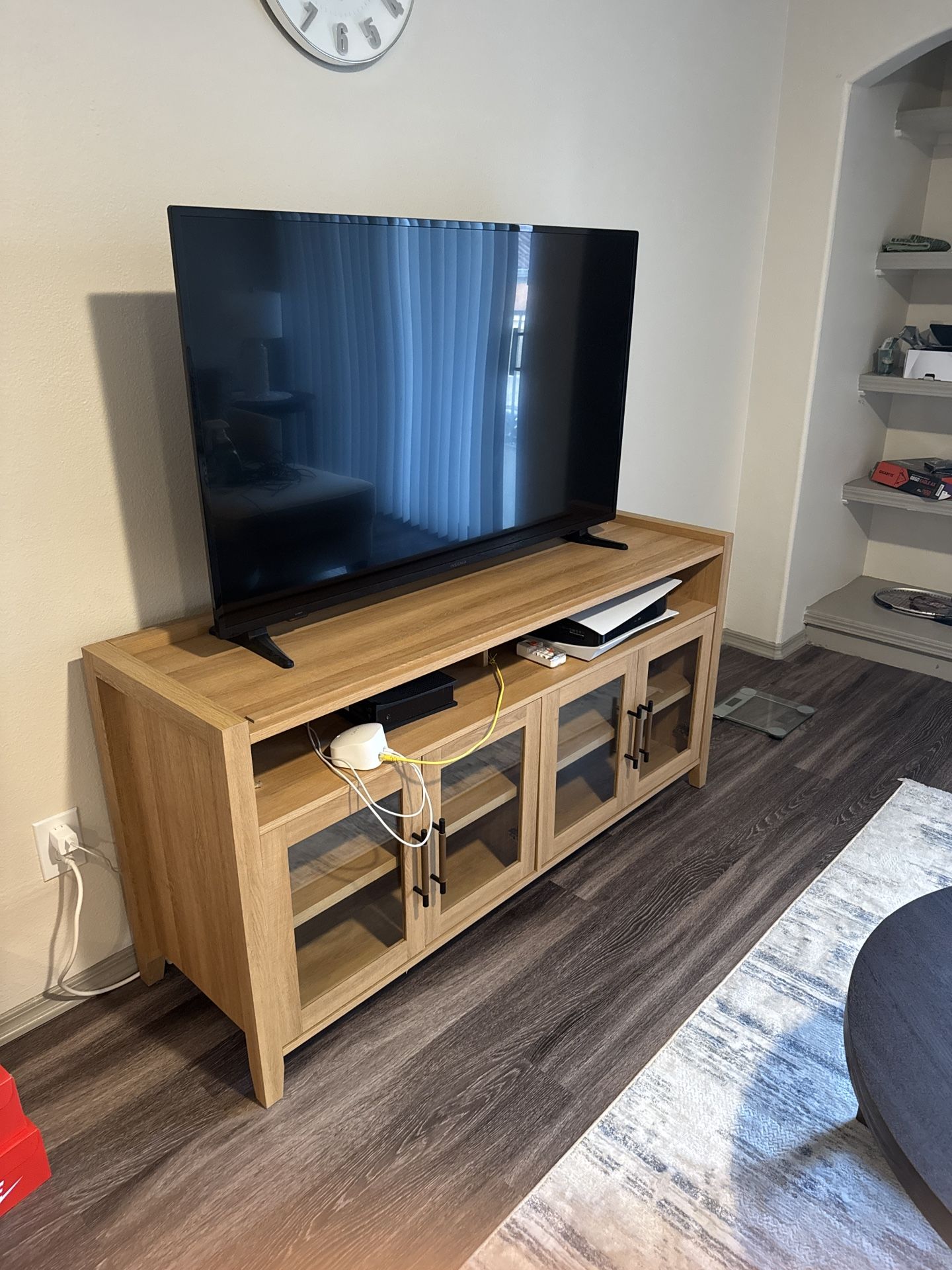 TV Stand / Entertainment Console - Light Oak Finish