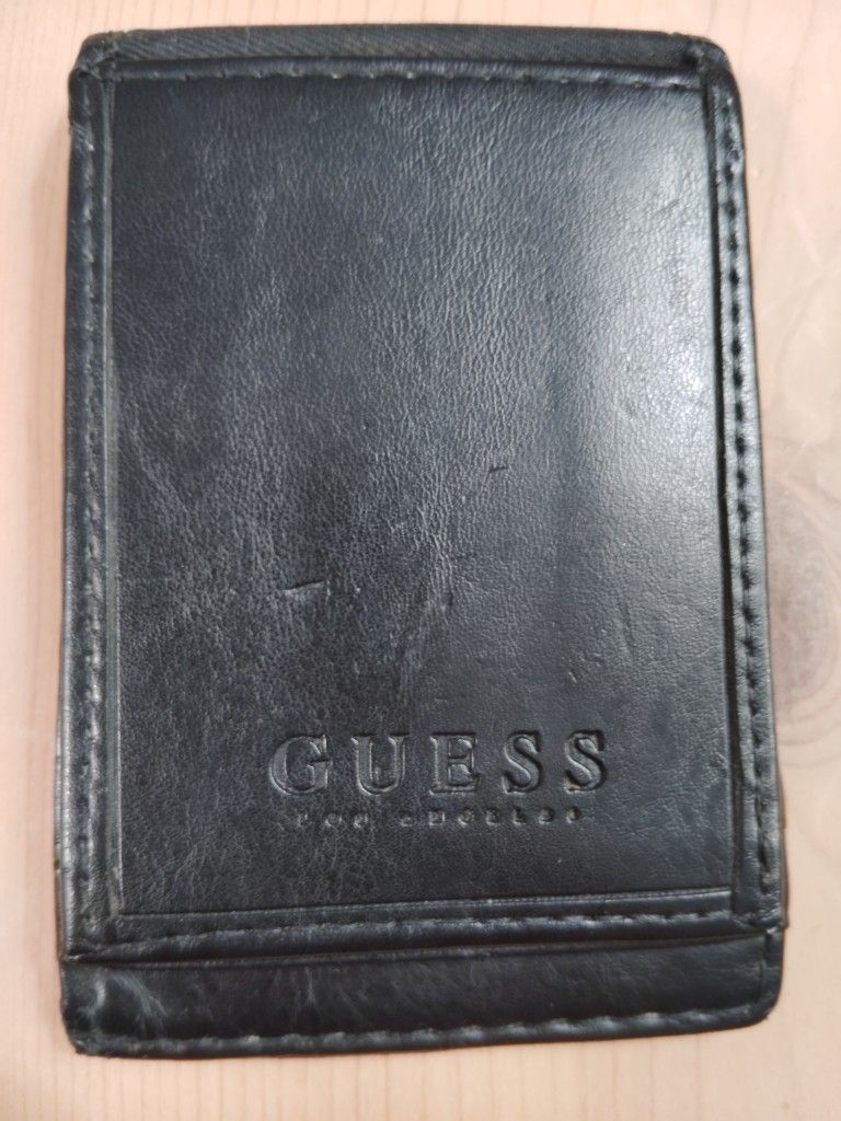 Guess Black Leather Magnetic Money Clip