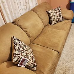 Camel Color Suede Like Sofa..Size 7ft Long..Brand New With Tag On It..very Comfortable!!