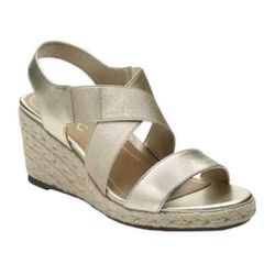NEW Vionic Champagne Espadrille Wedge Sandals Size 9.5