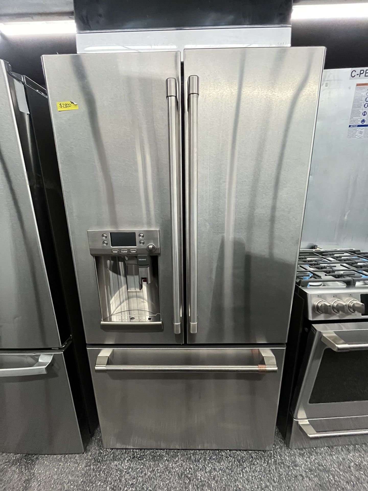 Stainless Steel Counter Depth Cafe Fridge With Keurig K Cup Brewing System