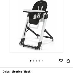 Peg Perego Siesta, Grow With Baby Folding High Chair & Recliner, Height Adjustable, Quick Clean & Easy Push Wheels For Babies & Toddlers, Made in Ital