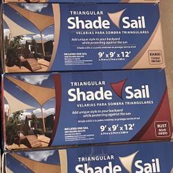 Triangle Outdoor Sun Shade Sail 9” x 9” x 12”. 