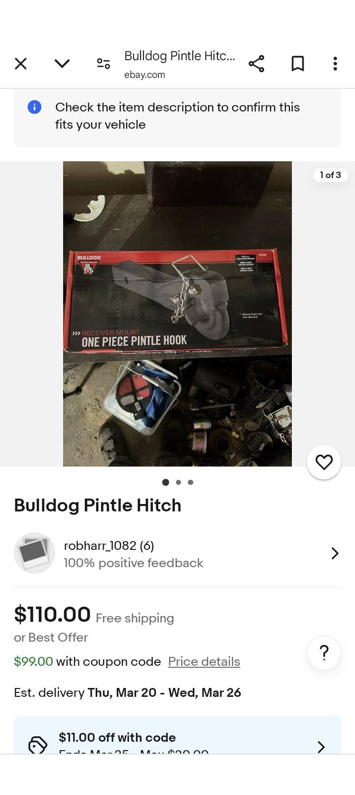 Bulldog One Piece Pintle Hook