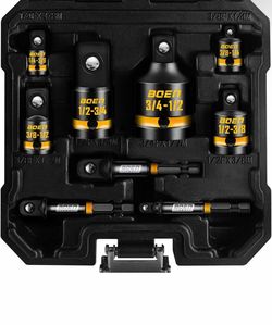 BOEN 9-Piece Impact Socket Adapter & Reducer Set, 1/4" & 3/8" & 1/2" &3/4" Drive Socket Adapter Set with Deep Embossed & Painted Markings, Include 1/4