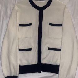 Oak + Fort Black and White Cute Cardigan