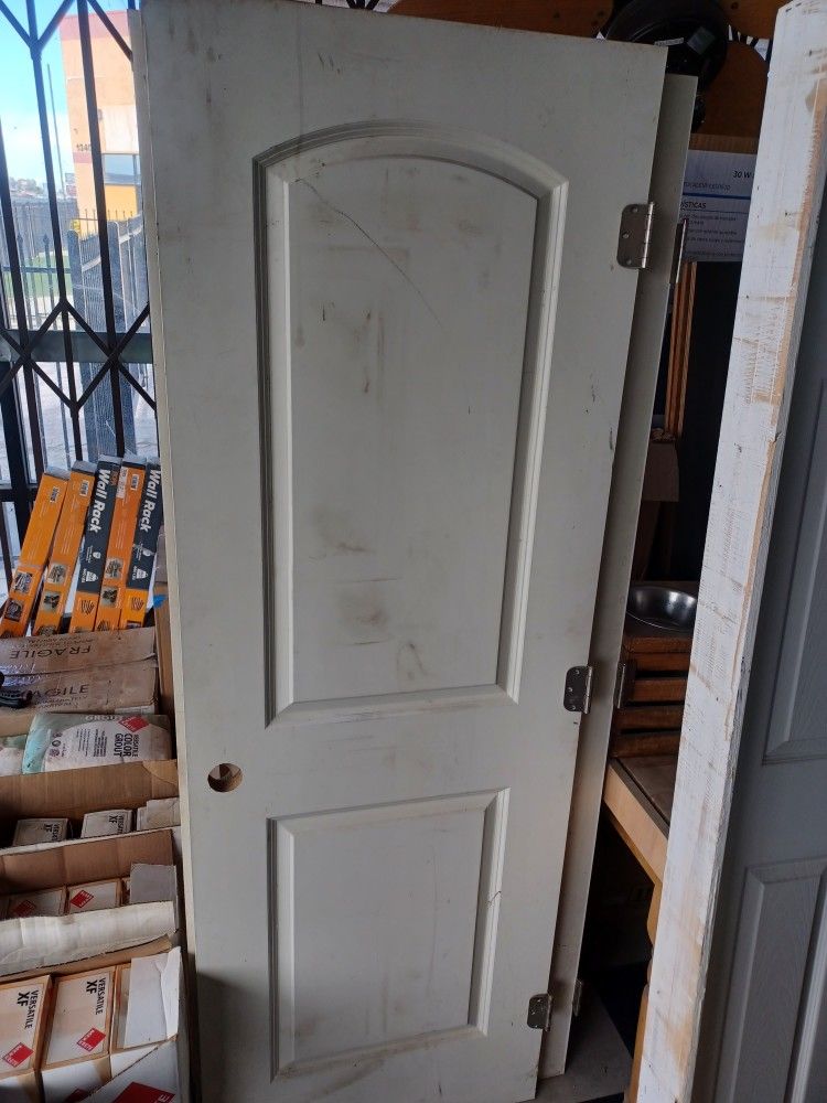 2 Panel Arched Top Slab Door Not Prehung Comes With Hinges 28inx 80in
