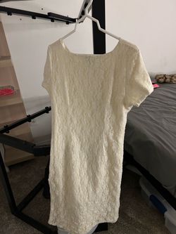 Beautiful light yellow and white lace dress