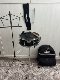 Pearl EKS1455 Snare Drum Complete Student Kit w/ Rolling Case, Stand & Accessories