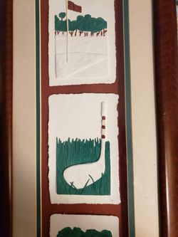 Hand colored cast paper art "The Game of Golf"