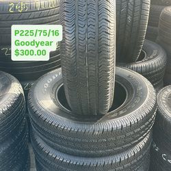 Set of four used 225/75R16 $300