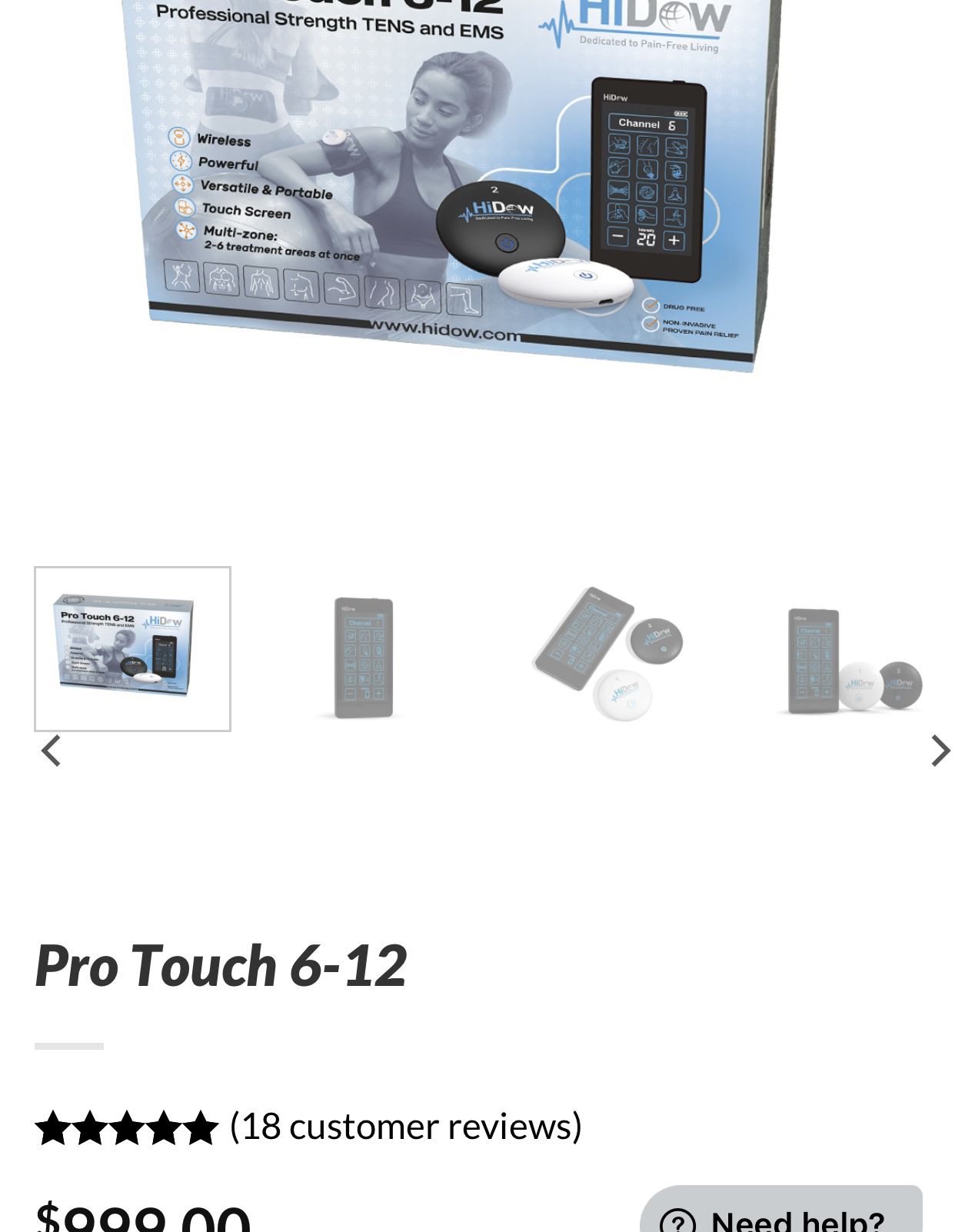 Introducing HiDow’s newest multi-stim model, the Pro Touch Wireless 6-12 is a premium electronic muscle stimulator without the hassle of wires.  Now y