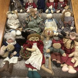 Large Group of Rag Dollies