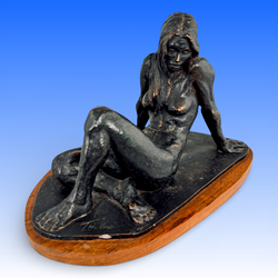 Thomas Holland Reclining Female Nude Sculpture Cold Cast Bronze Resin