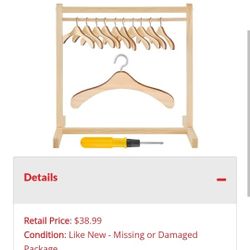 NEW Doll Clothes Hanger And Rack Set