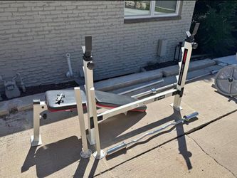 Weight bench and barbell