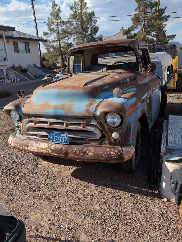 57 Chevy 3600 Flatbed With 55728mi. Old Las Vegas Plumbing Flatbed