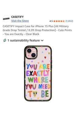 CASETiFY Impact Case for iPhone 15 Plus [4X Military Grade Drop Tested / 8.2ft Drop Protection] - Cute Prints - You are Exactly - Clear Black