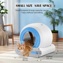 Self Cleaning Litter Box 65L+9L Automatic Cat Litter Box Self Cleaning with APP Control for Multiple Cats Families Safety Protection