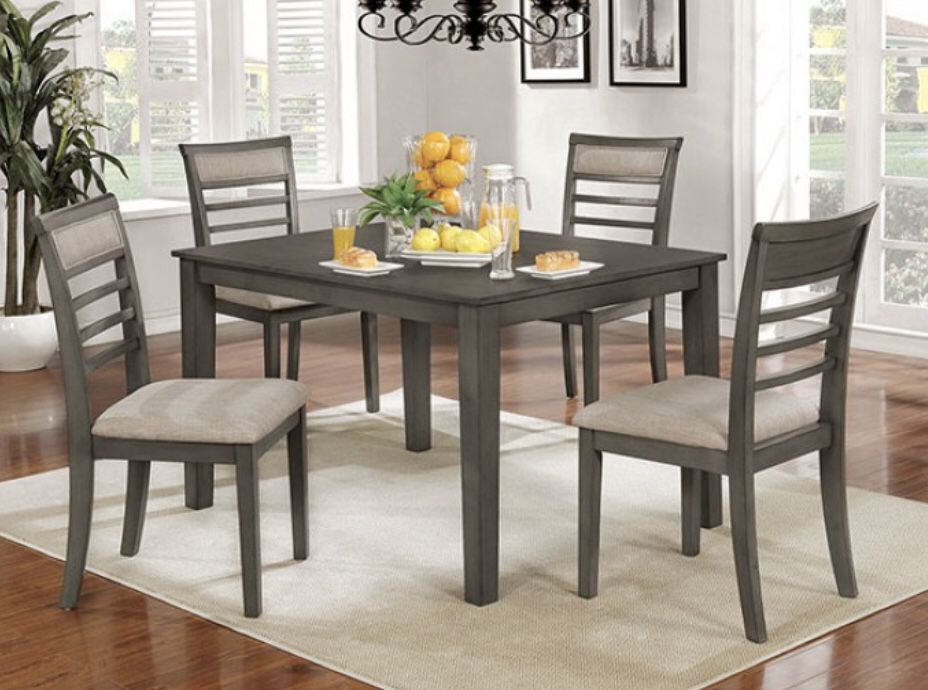 5 Pc Grey Dining Table Set Brand New In Box 