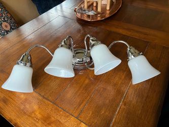 Bathroom Vanity Light Fixture Chrome w/ Frosted Glass Shades