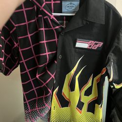 prada double match flame shirt