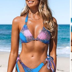 Leopard Print Triangle Halter Neck Back And Side T Hig