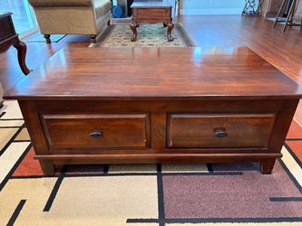 Wood Coffee Table with Storage Drawers